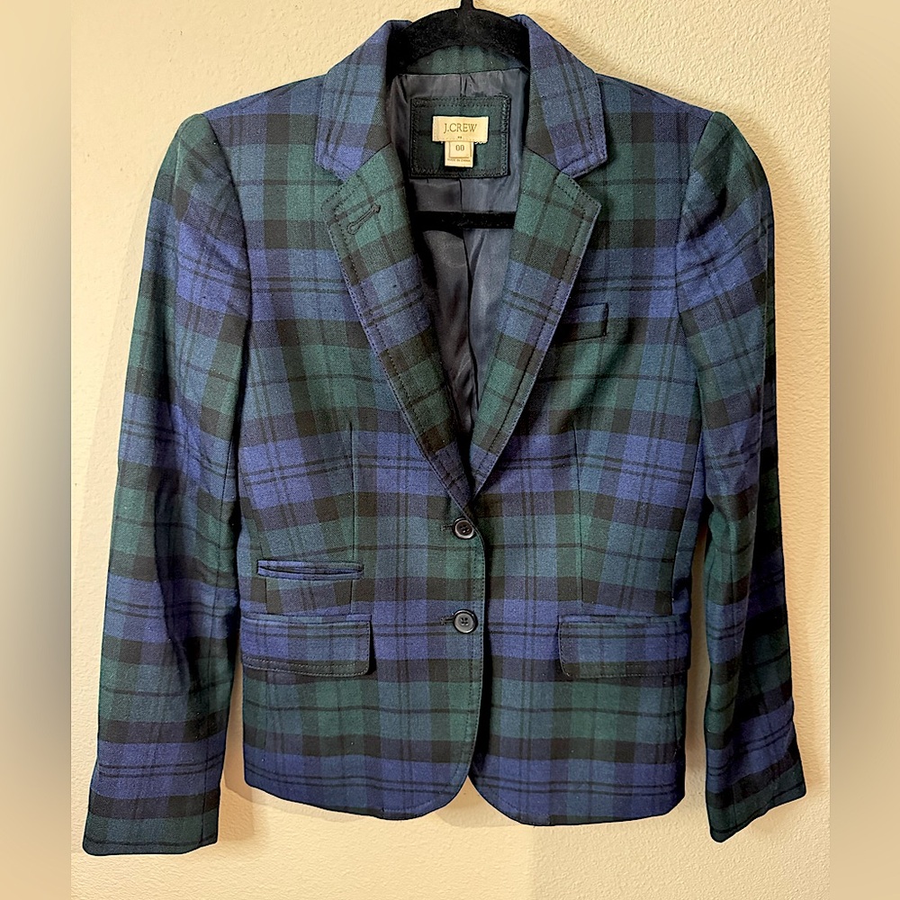 Women’s J. Crew Blackwatch Plaid Schoolboy Blazer, Size 00